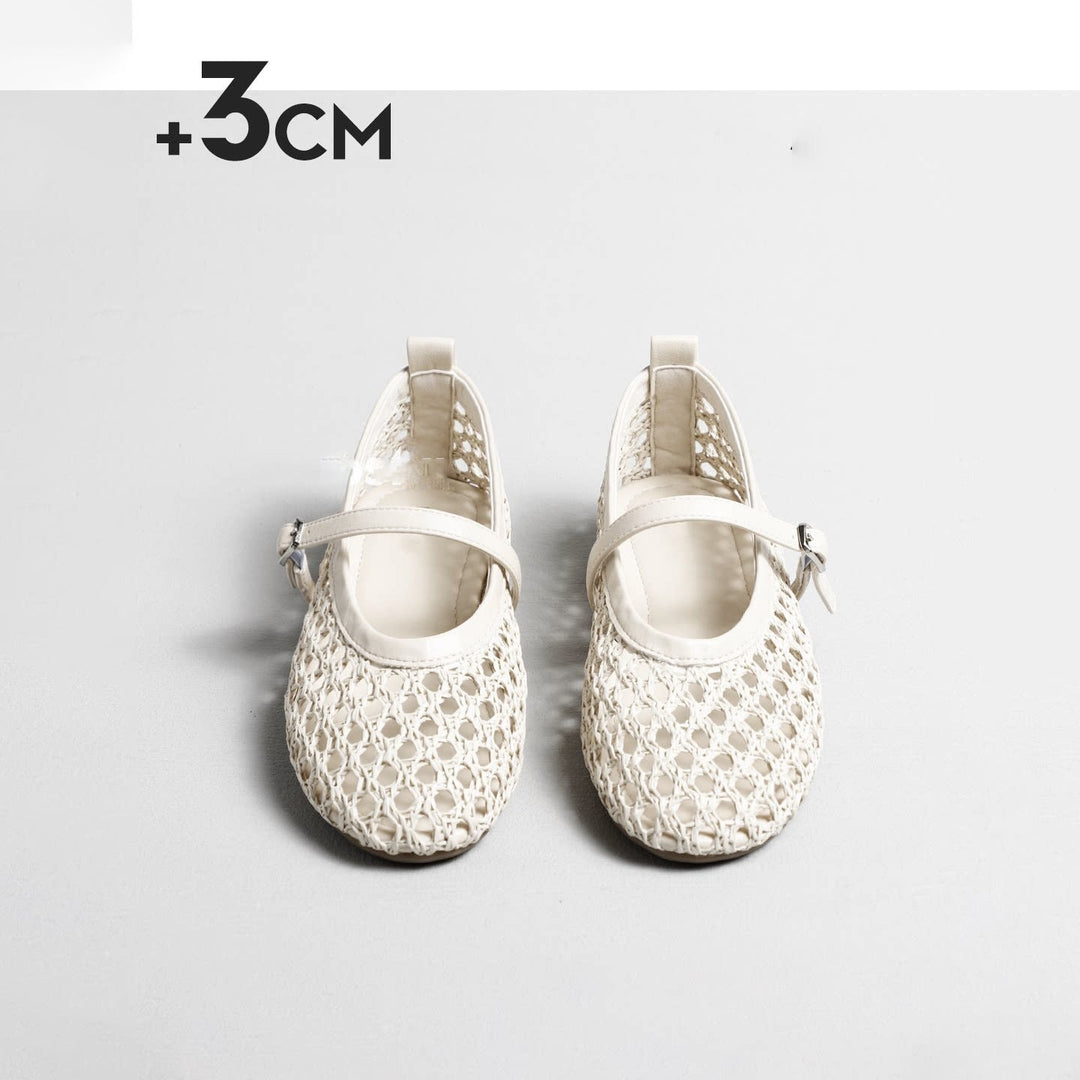 Damen elegante Ballerinas mit luftiger Webstruktur und zierlichem Riemchen Drune