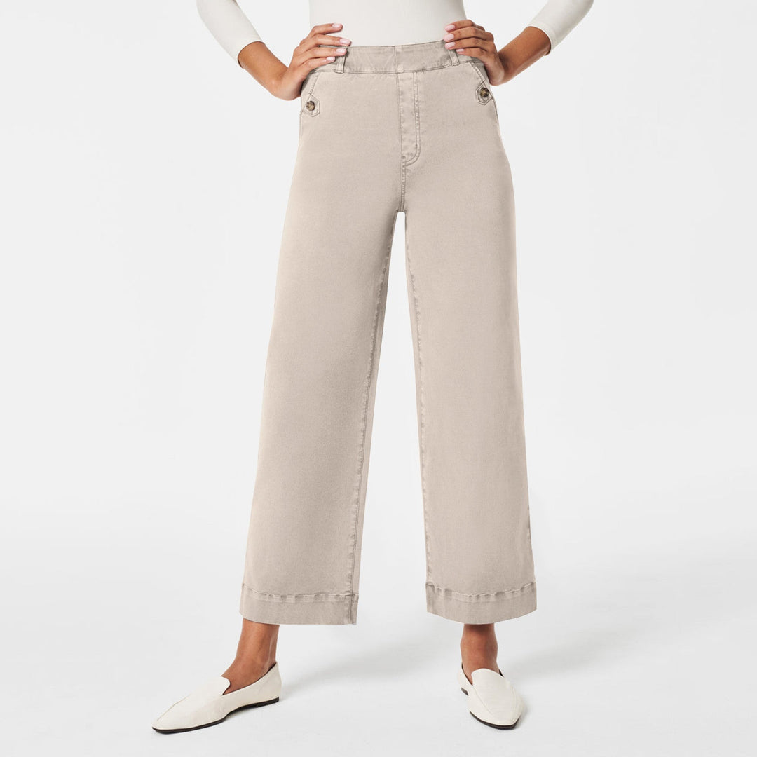 Damen Weite High-Waist Hose mit modischen Knopfdetails Drune