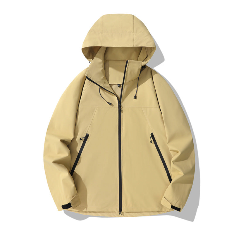Damen wasserabweisende Outdoor-Jacke mit verstellbarem Kapuzenkragen und funktionalen Reißverschlusstaschen Drune