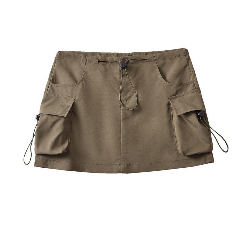 Damen Cargo-Rock mit seitlichen Taschen und verstellbarem Kordelzug Drune