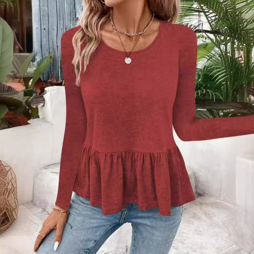 Damen Langarmshirt mit voluminösem Peplumschnitt Drune
