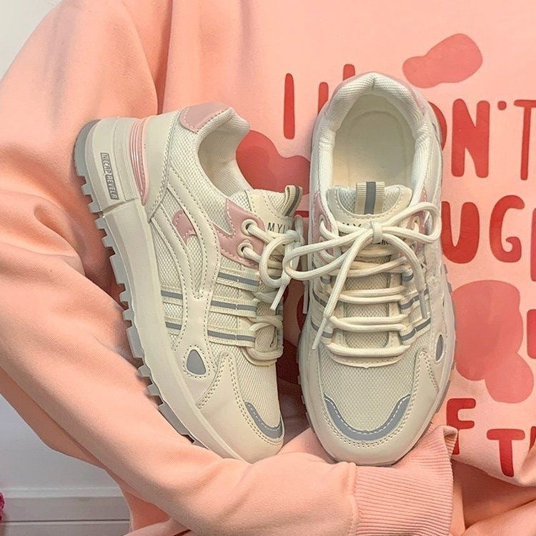 Damen Retro‑Laufstil Plateau‑Sneaker mit robuster Traktionssohle und atmungsaktivem Mesh Drune