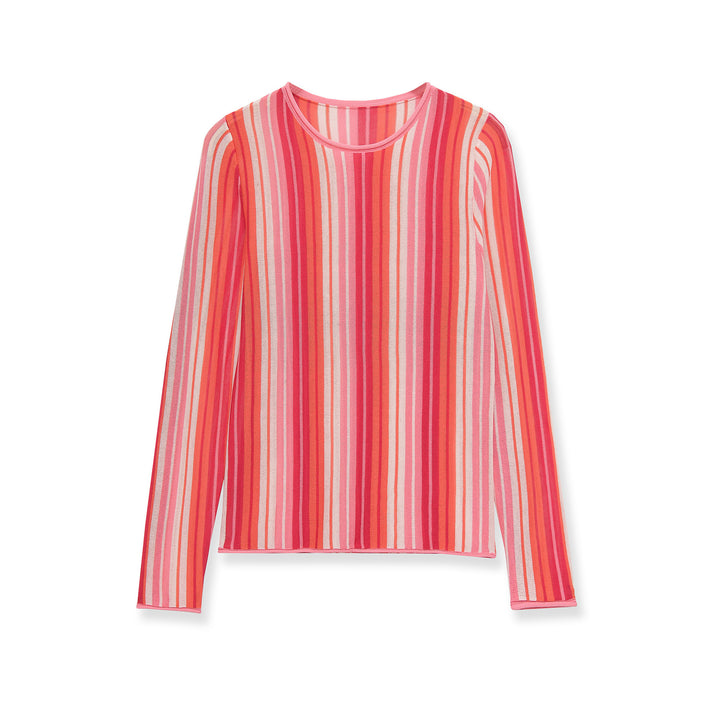 Damen Gestreifter Feinstrick‑Pullover mit Rundhals und Cropped‑Boxy‑Schnitt Drune