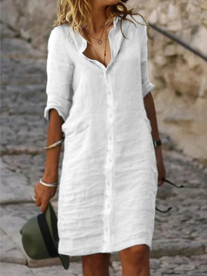 Damen Lässiges Hemdkleid mit Schicken Details Drune