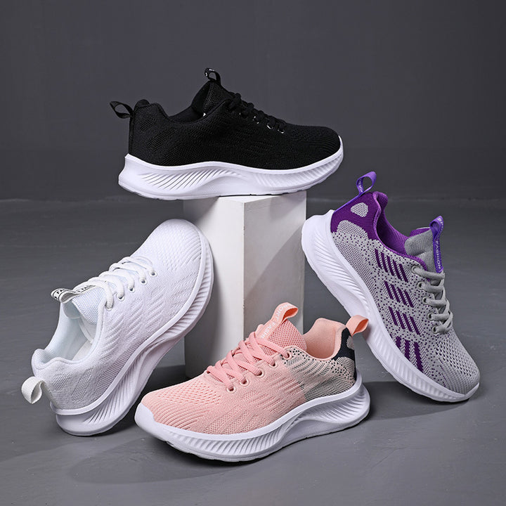 Damen nan ultraleichter Strick-Freizeitsneaker mit ergonomischer Dämpfungskernsohle und Zuglasche Drune