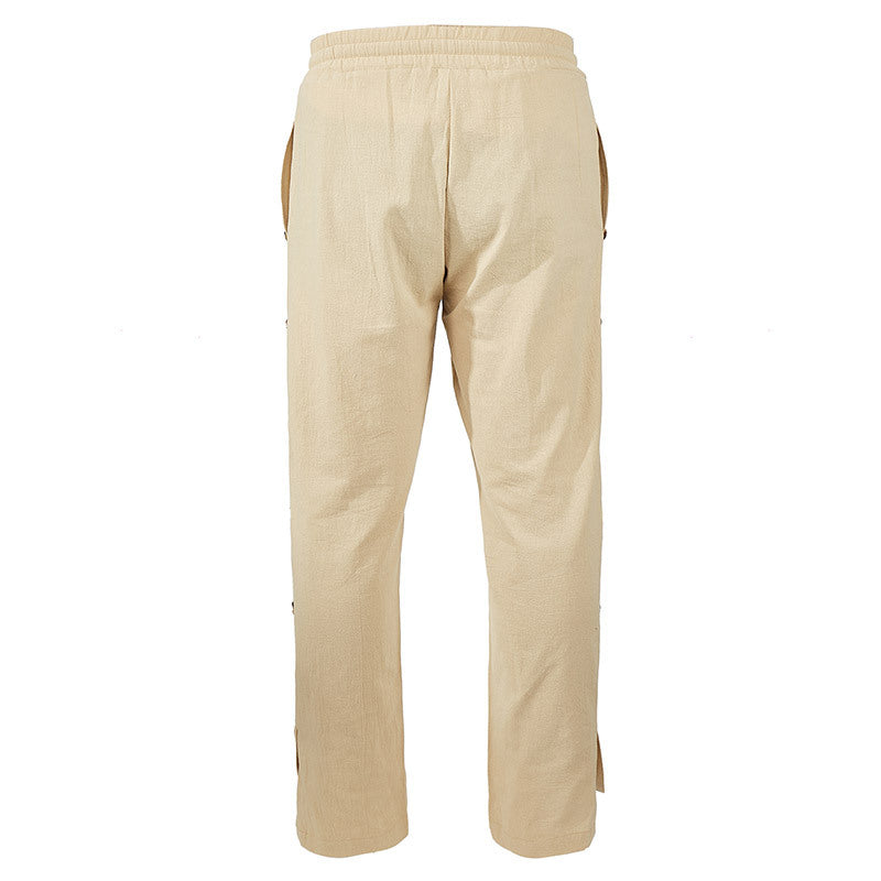 Herren Relaxed-Fit Freizeithose mit seitlichen Zierknopfleisten, elastischem Bund und Kordelzug Drune