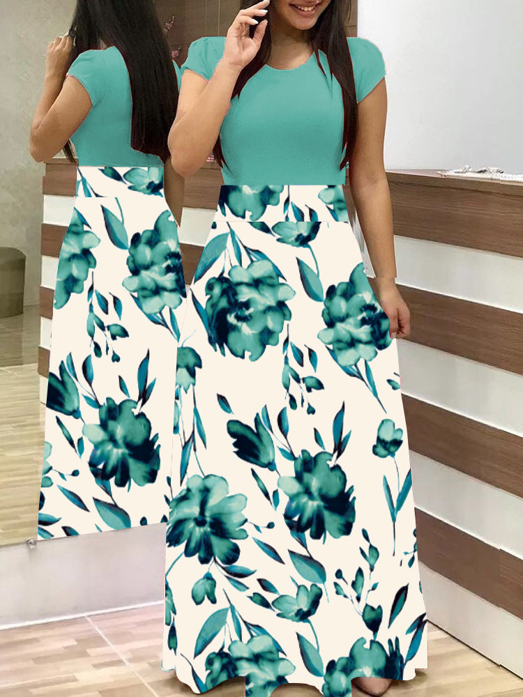 Damen Fließender Maxirock mit hoher Taille und großem Blumenprint Drune