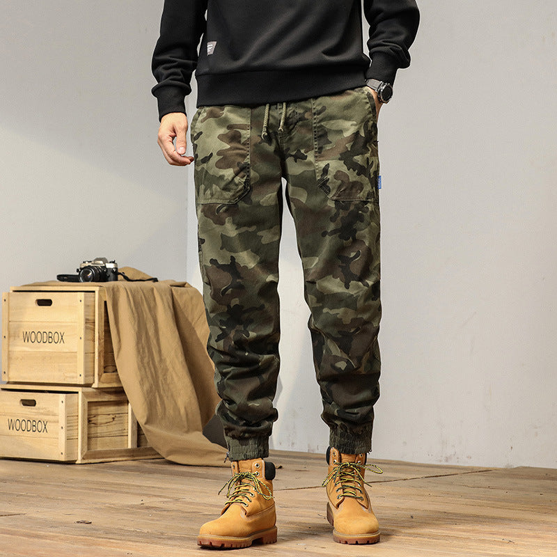 Herren Army‑Utility Cargo‑Jogger aus Baumwoll‑Twill mit aufgesetzten Klapptaschen und elastischen Bündchen Drune