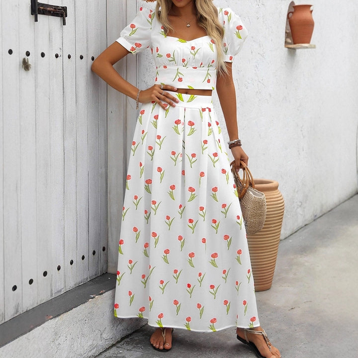 Damen Maxikleid mit floralen Akzenten und taillierter Silhouette Drune