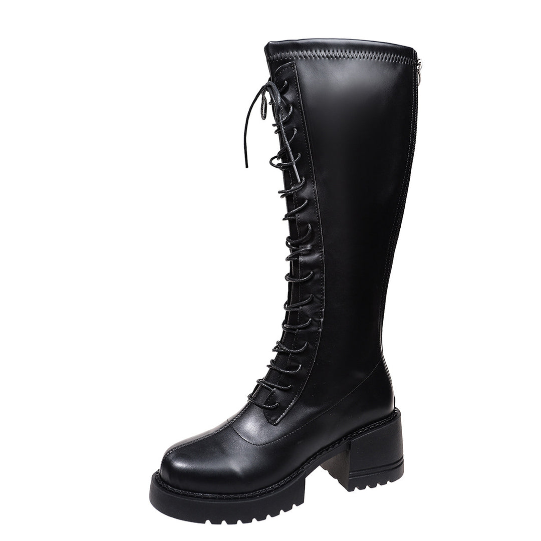 Damen Hohe Schnür-Stiefel Drune