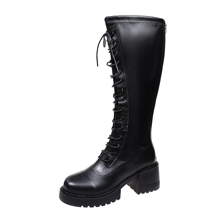 Damen Hohe Schnür-Stiefel Drune