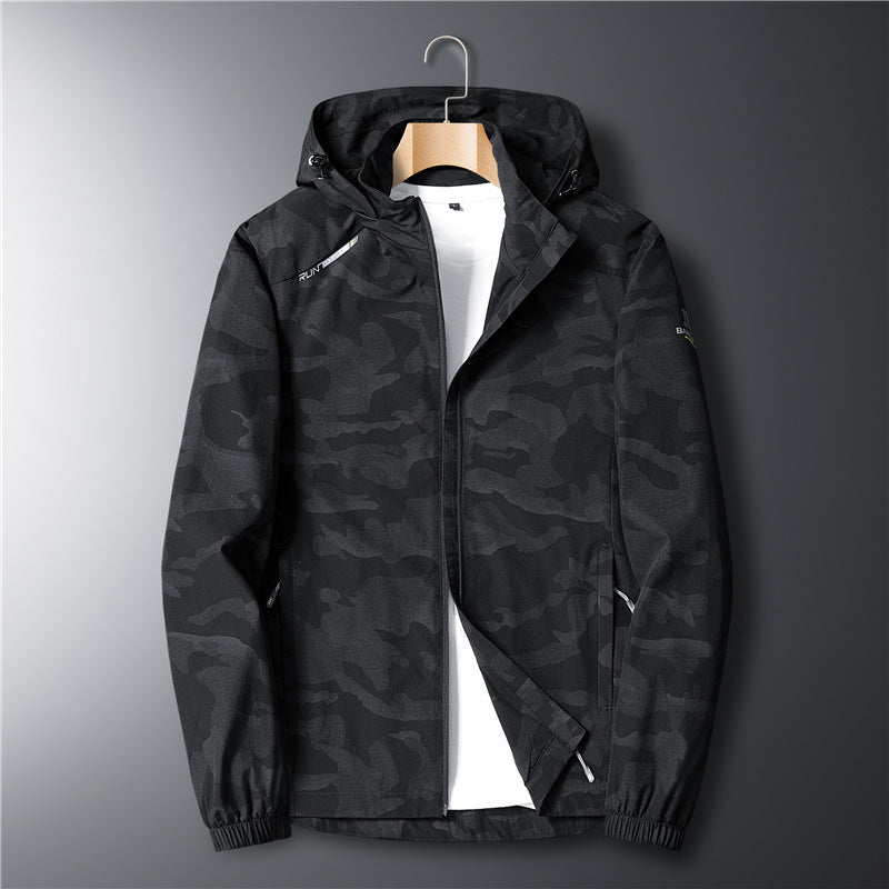 Herren Leichte atmungsaktive Kapuzenjacke im Camouflage-Look mit wasserabweisender Oberfläche Drune
