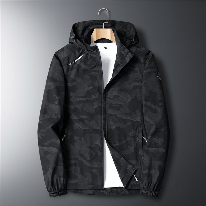 Herren Ultraleichter Softshell-Hoodie mit Tarnmuster, wasserabweisend und atmungsaktivem Meshfutter Drune
