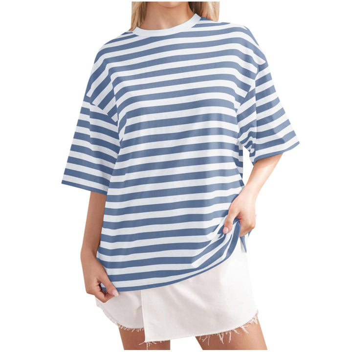 Damen Lässiges Oversized T-Shirt mit gestreiftem Muster Drune