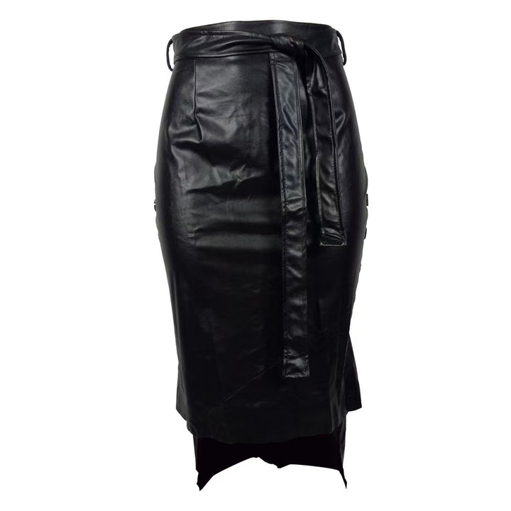Damen Eleganter Bleistiftrock aus Kunstleder Drune
