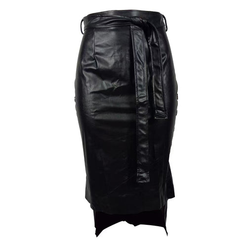 Damen Eleganter Bleistiftrock aus Kunstleder Drune