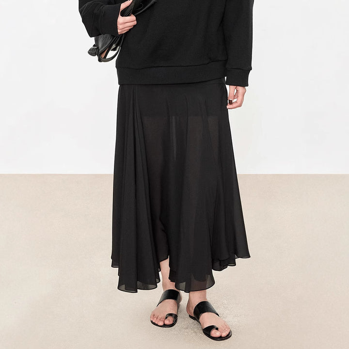 Damen eleganter Maxirock mit asymmetrischem Schnitt Drune