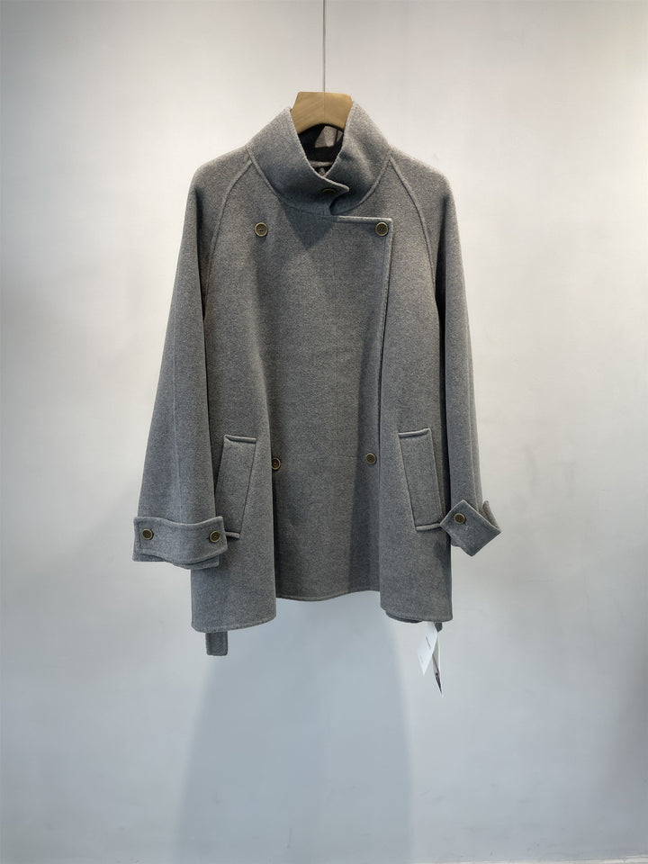 Damen maßgeschneiderter doppelt gestrickter Wollmischmantel Drune