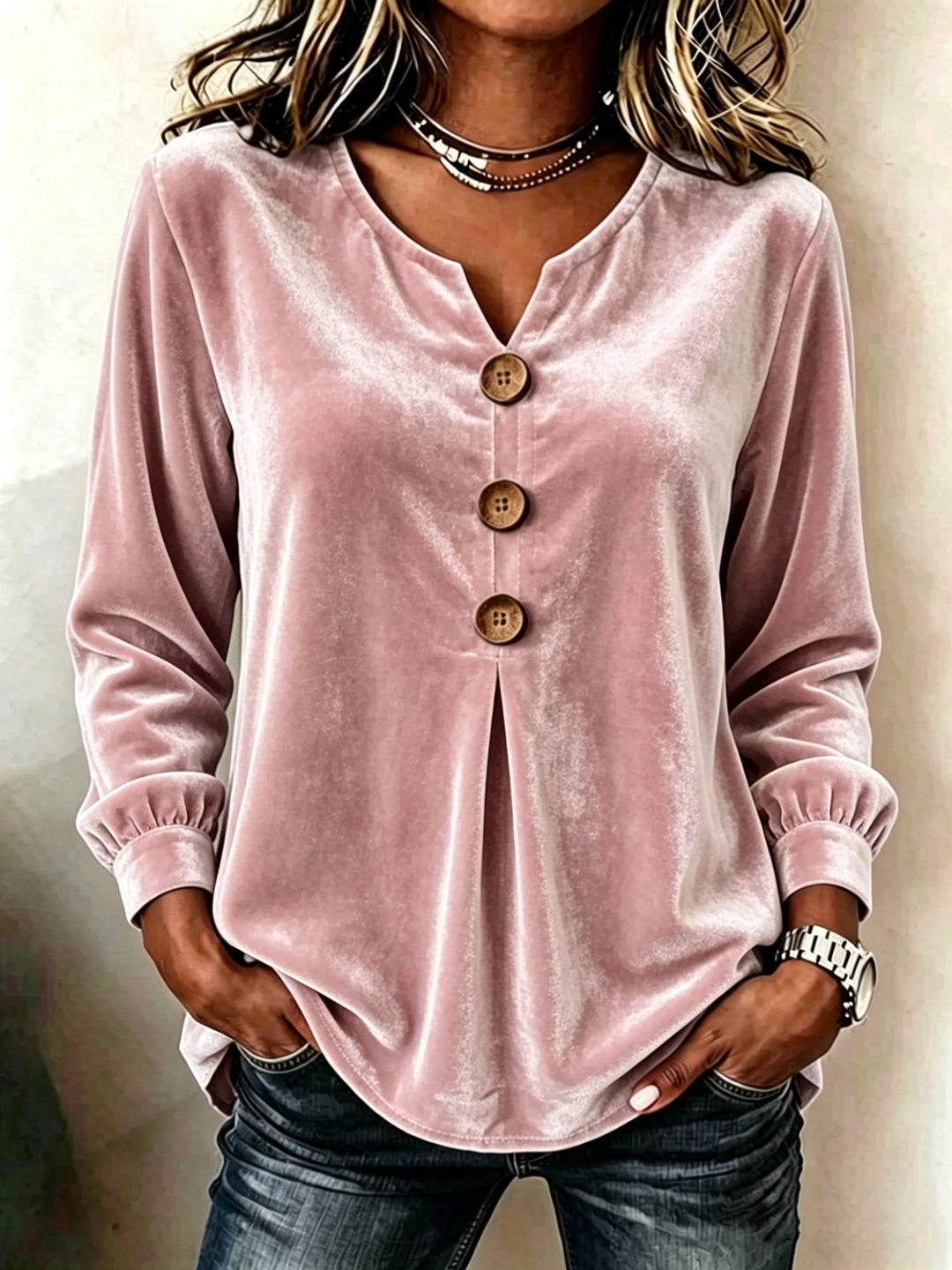 Damen Elegante und komfortable Veloursbluse Drune