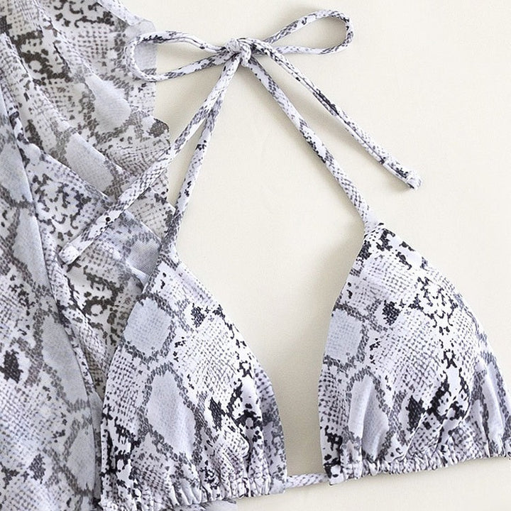 Damen Triangel-Bikini mit schicker Schlangeffekt-Wickelhose Drune