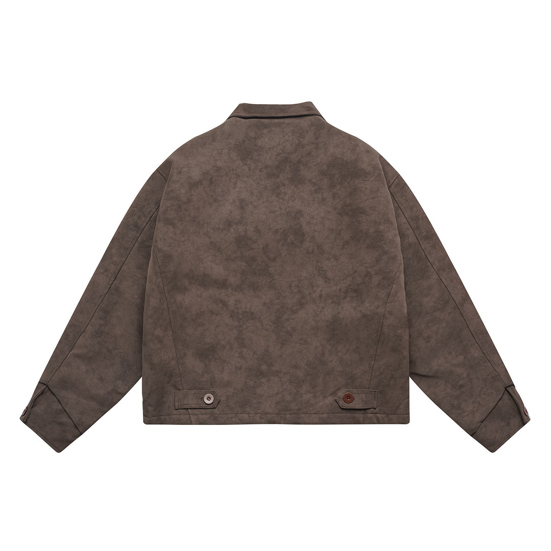 Herren Kurz geschnittener Suede‑Optik Blouson mit aufgesetzten Klappentaschen und Hemdkragen Drune