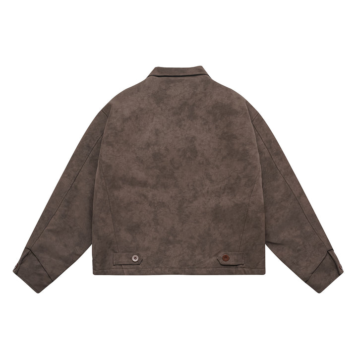 Herren Kurz geschnittener Suede‑Optik Blouson mit aufgesetzten Klappentaschen und Hemdkragen Drune