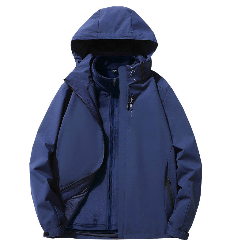 Herren Dreilagige wasserdichte Outdoor-Softshelljacke mit abnehmbarer Fleece-Innenjacke Drune