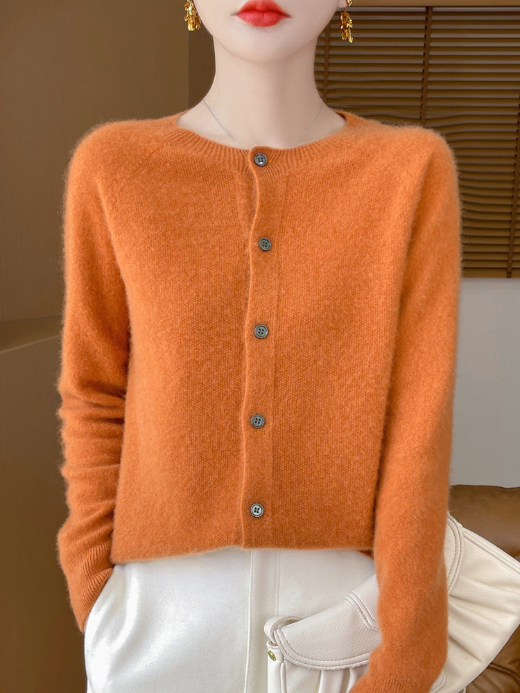 Damen Kuscheliger Kurzcardigan aus Mohair‑Mix mit feiner Schurwollstruktur und Perlmuttknopfleiste Drune
