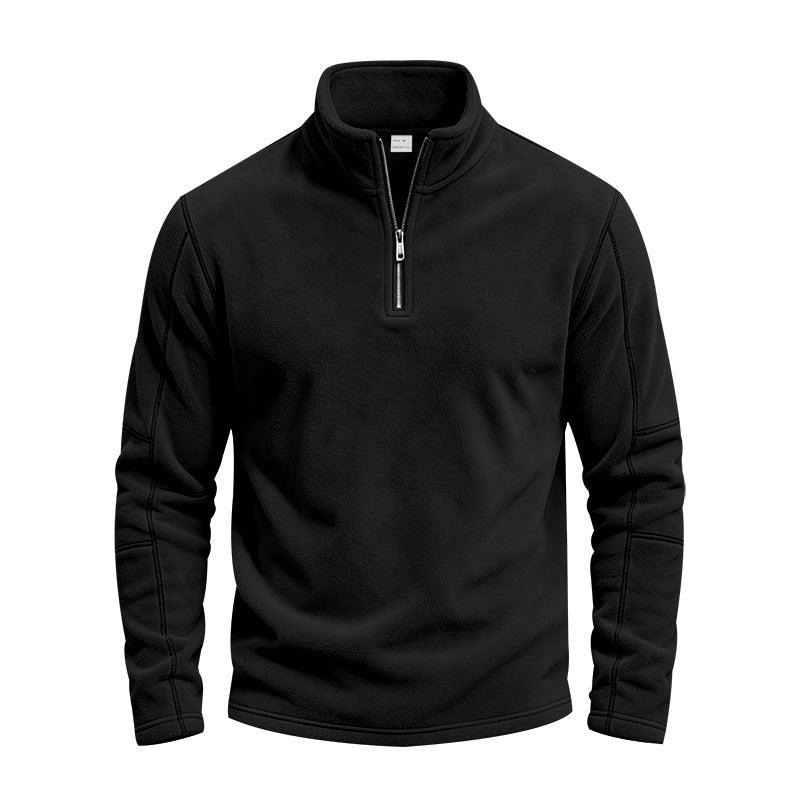 Herren Fleece-Halbreißverschluss-Pullover mit Stehkragen und Flatlock-Nähten Drune