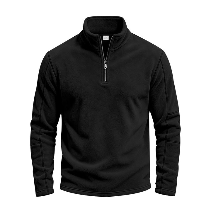 Herren Fleece-Halbreißverschluss-Pullover mit Stehkragen und Flatlock-Nähten Drune