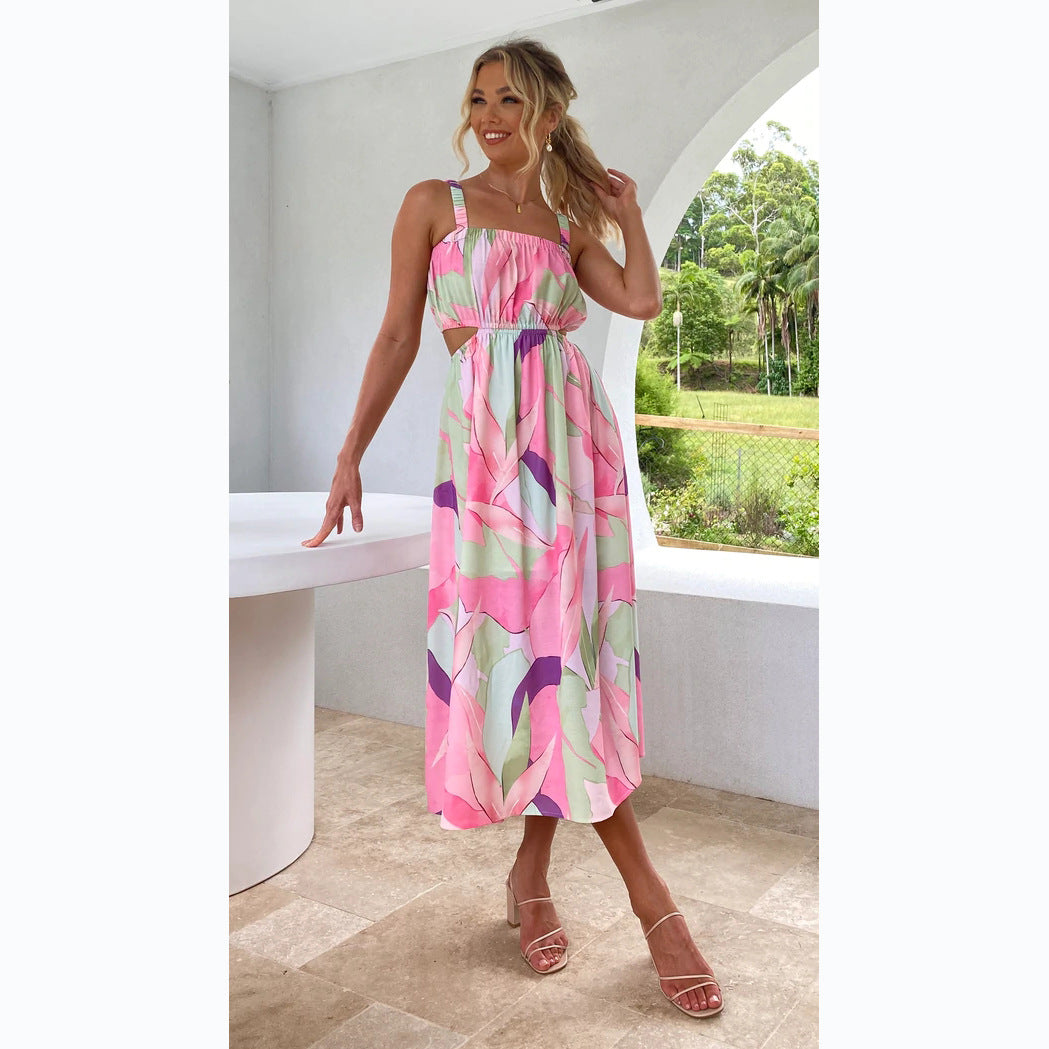 Damen Maxikleid mit elastischem Taillenzug und trägerfreiem Oberteil Drune