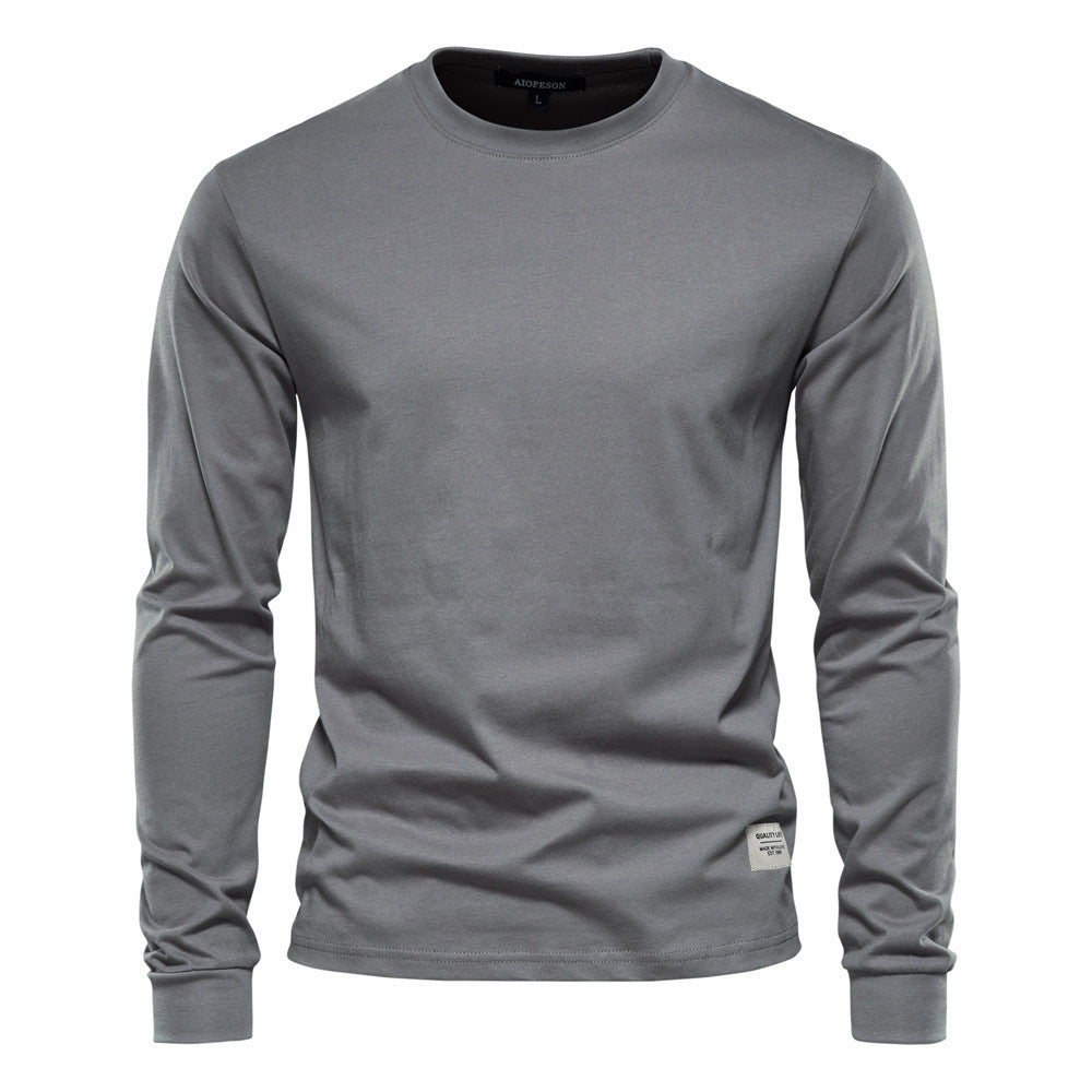 Herren nan klassisches langärmliges Baumwollshirt mit Rundhalsausschnitt und elastischen Bündchen Drune