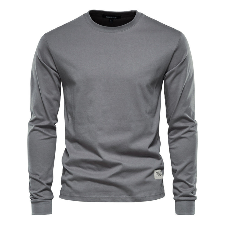 Herren nan klassisches langärmliges Baumwollshirt mit Rundhalsausschnitt und elastischen Bündchen Drune