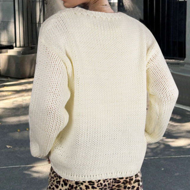 Damen Strickpullover mit geflochtenem Schleifenmotiv Drune