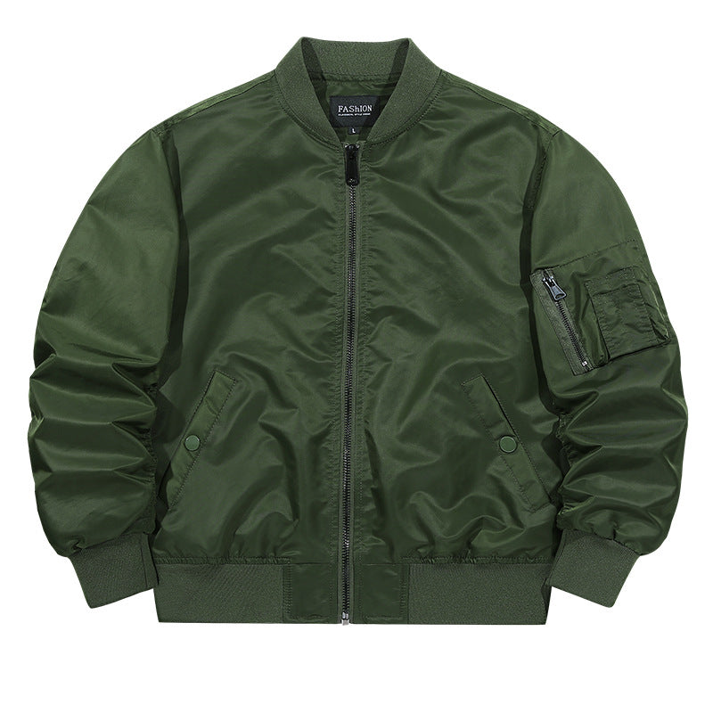 Men's  matte-shell insulated bomber jacket with reinforced sleeve zip pocket and snap-flap hand pockets Drune