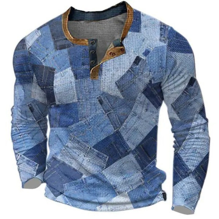 Herren Sportliches Langarmshirt mit Knopfleiste Drune