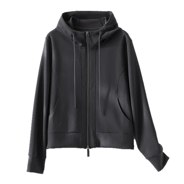 Damen Leichte Kapuzenjacke aus feinem Frottee mit taillierter Silhouette und Zwei-Wege-Reißverschluss Drune