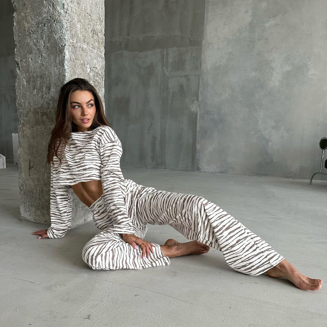 Damen cropped Sweatshirt und lässige Hose Set Drune