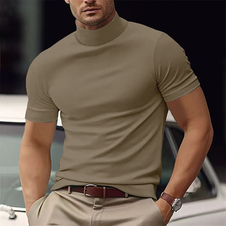 Herren Kurzarm Turtleneck T-Shirt Drune