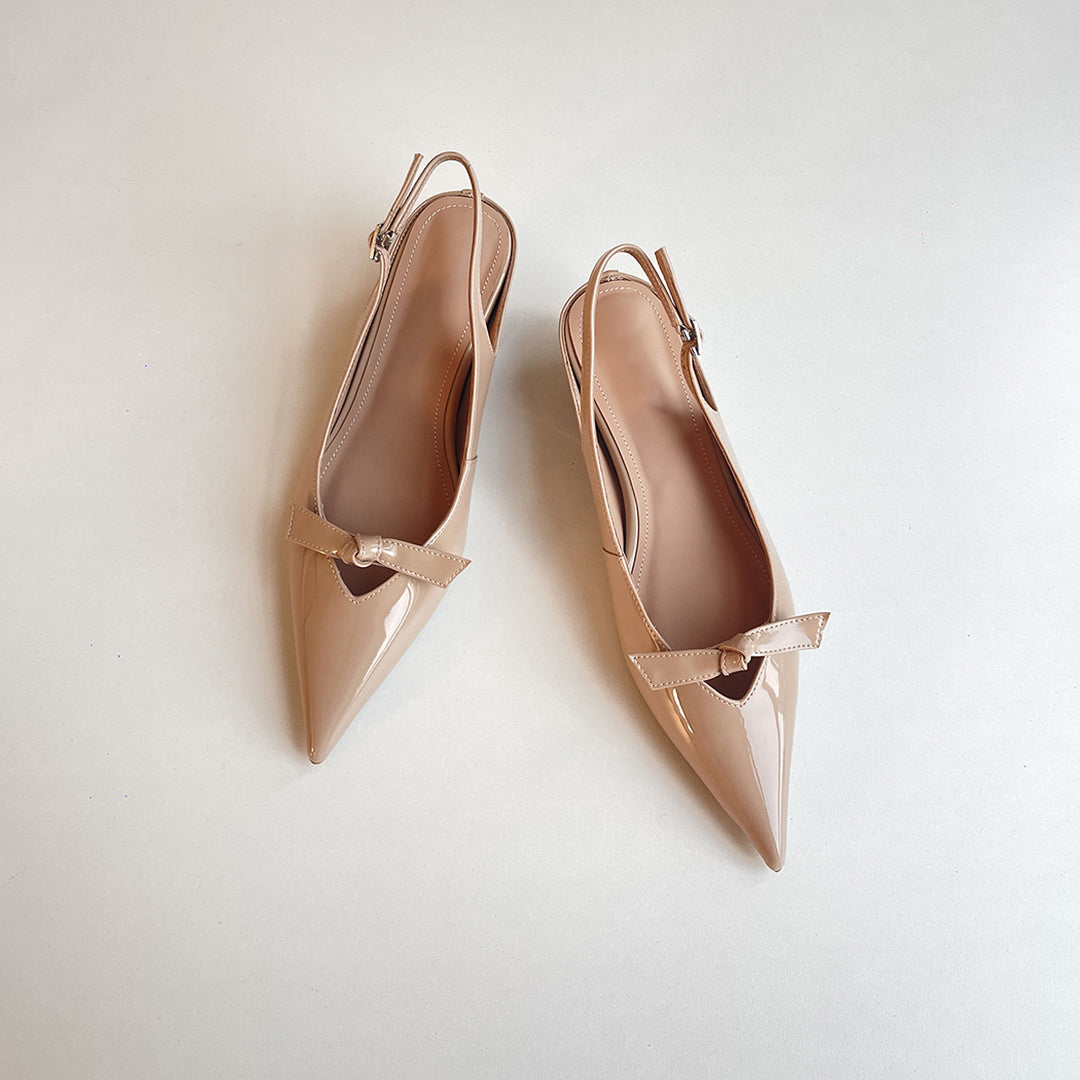 Damen Slingback Ballerinas mit spitzer Zehenpartie und dekorativem Bogen Drune