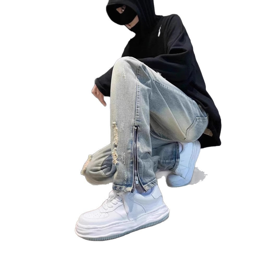 Herren Lässige Destroyed Jeans Drune