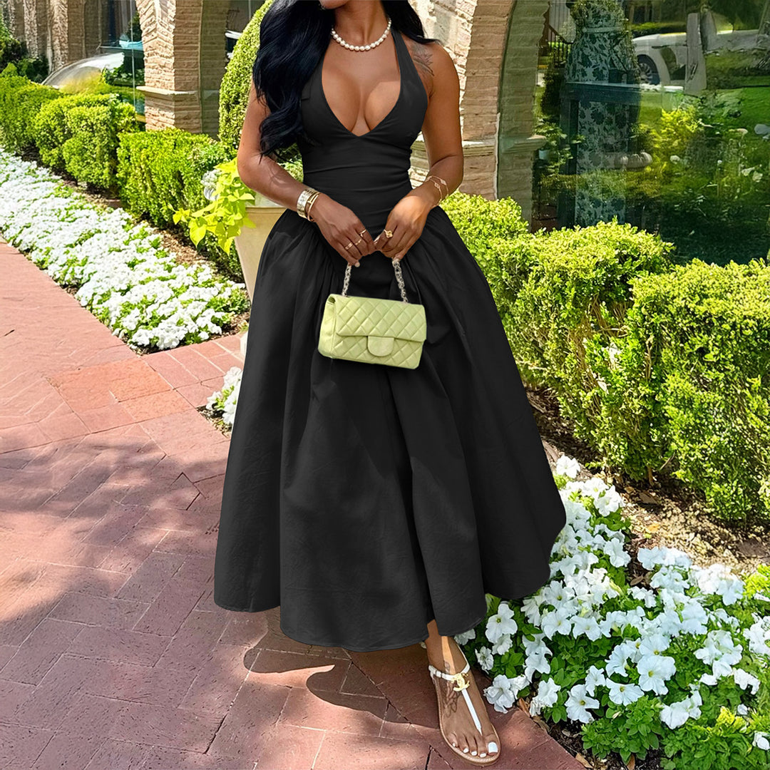 Damen Midikleid mit lässigem Rückenausschnitt und Schleifenverschluss Drune