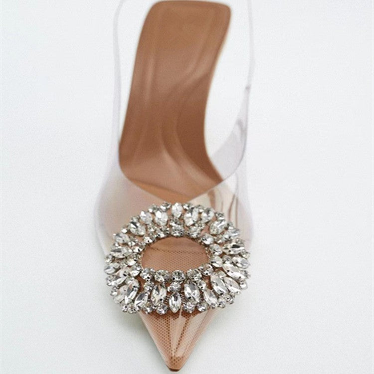 Damen elegante transparente Pumps mit funkelnden Kristallakzenten Drune