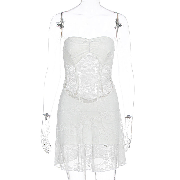 Damen Spitzenkleid mit Cut-Out-Design und tiefem Ausschnitt Drune