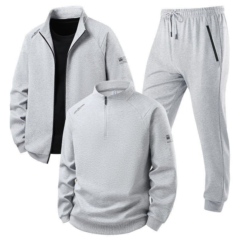 Herren Dreiteiliges Thermo-Trainingsset mit Halbzip-Pullover, Zip‑Jacke und Jogginghose Drune