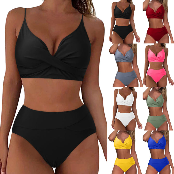Damen Hochtailliertes Bikini-Set mit raffiniertem Twist-Oberteil Drune