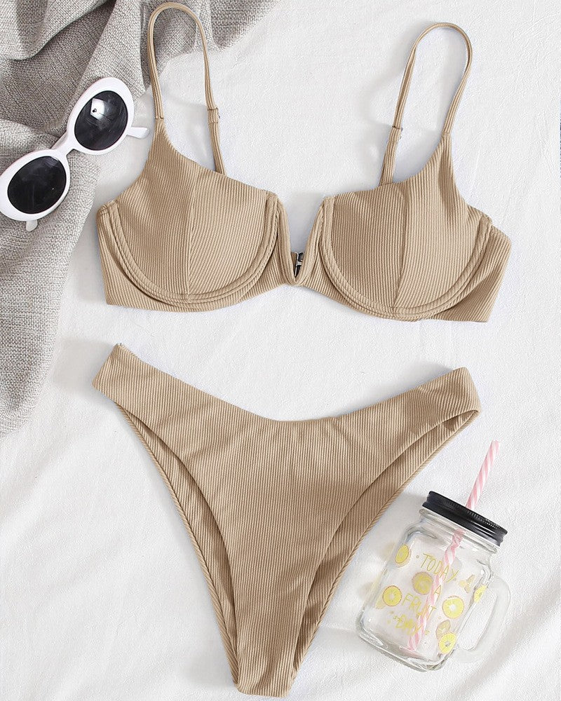 Damen Push-Up-Bikini mit elegantem Rippendesign Drune