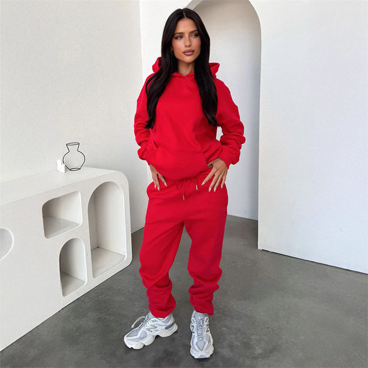 Damen Loungewear-Set mit oversized Kapuzenpullover und hochgeschnittener Kordelzug-Jogginghose aus Baumwollmischung Drune