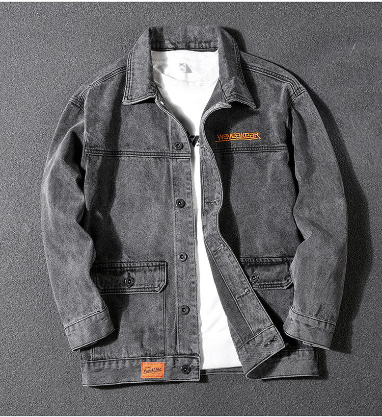 Herren Lässige Denimjacke mit modernen Applikationen Drune