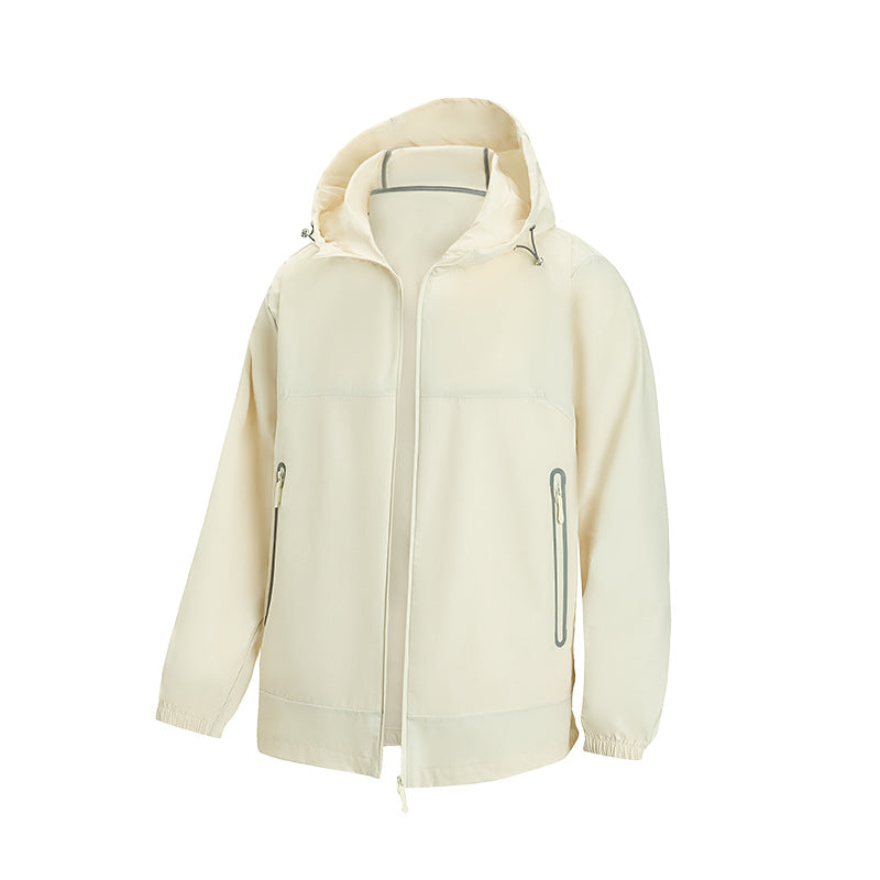 Herren Leichte technische Softshell-Windjacke mit Kapuze, wasserabweisender Membran und Reißverschlusstaschen Drune